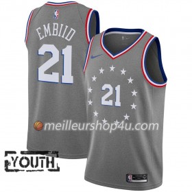 Maillot Basket Enfant Philadelphia 76ers Joel Embiid 21 2018-19 Nike City Edition Gris Swingman